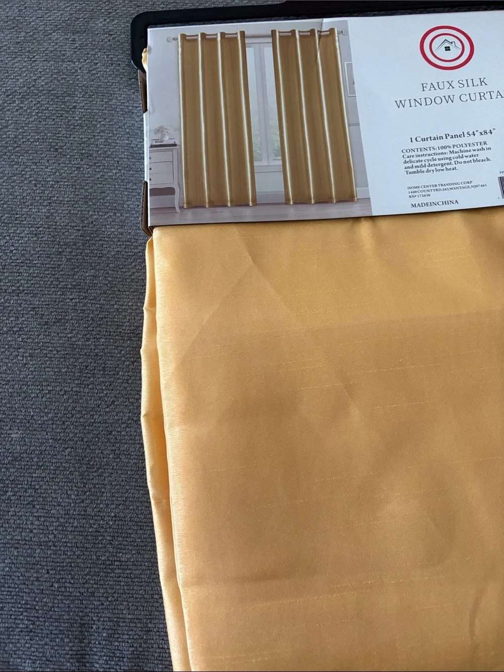 Faux Silk Curtain Panel in Gold